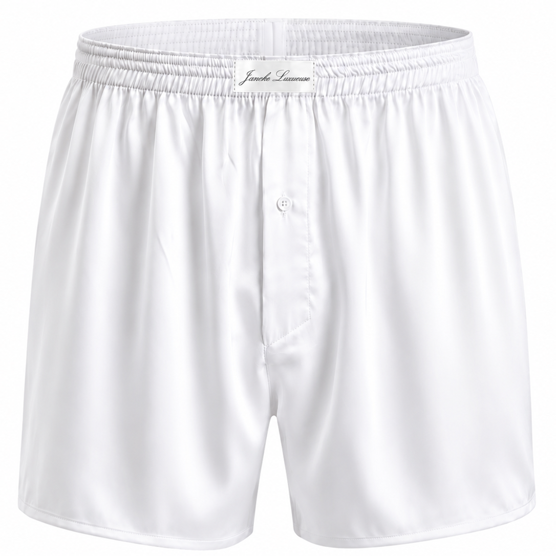 White boxer shorts on a white background