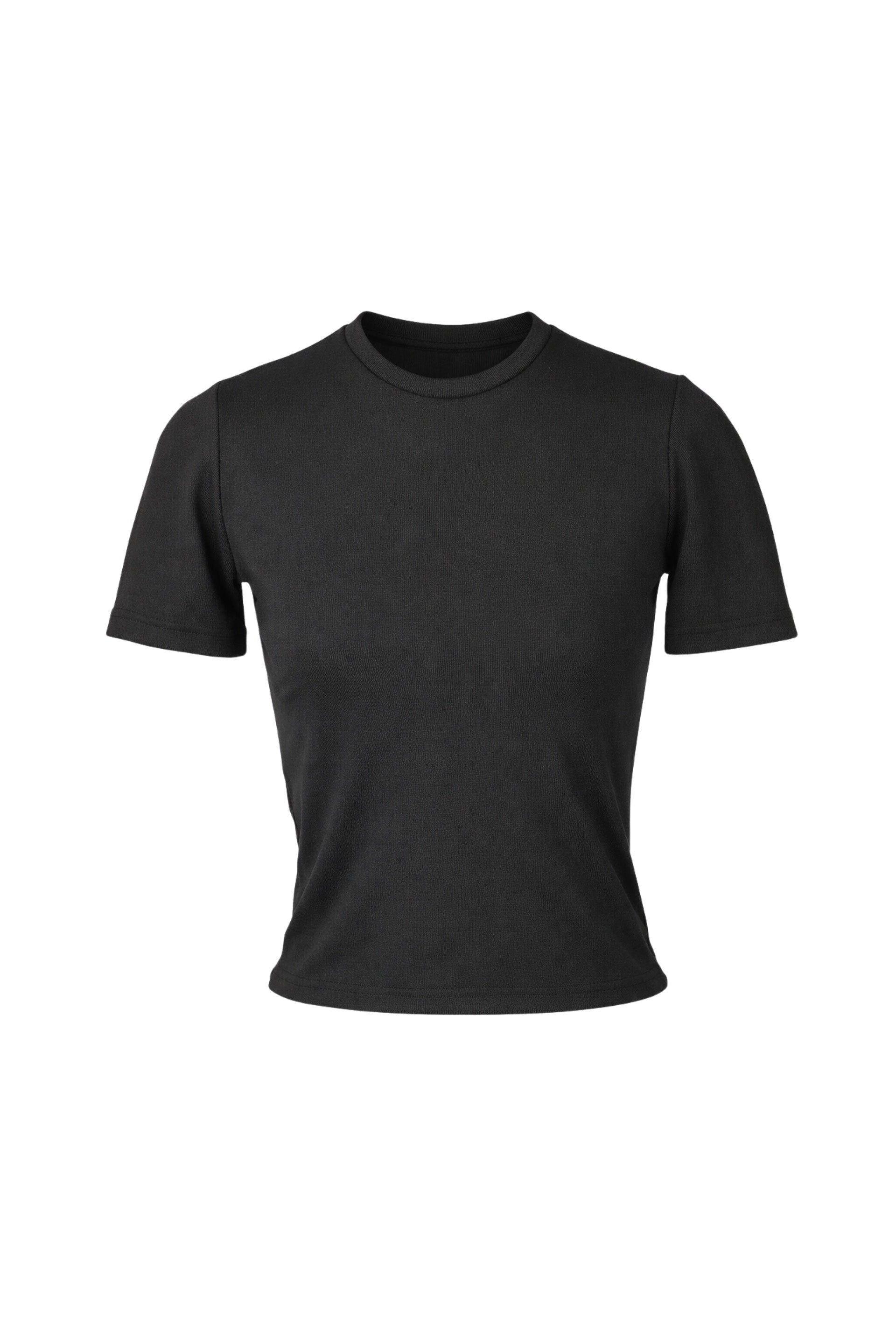 Black t-shirt on a white background