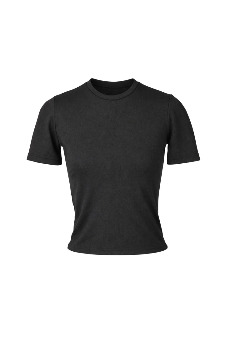 Black t-shirt on a white background