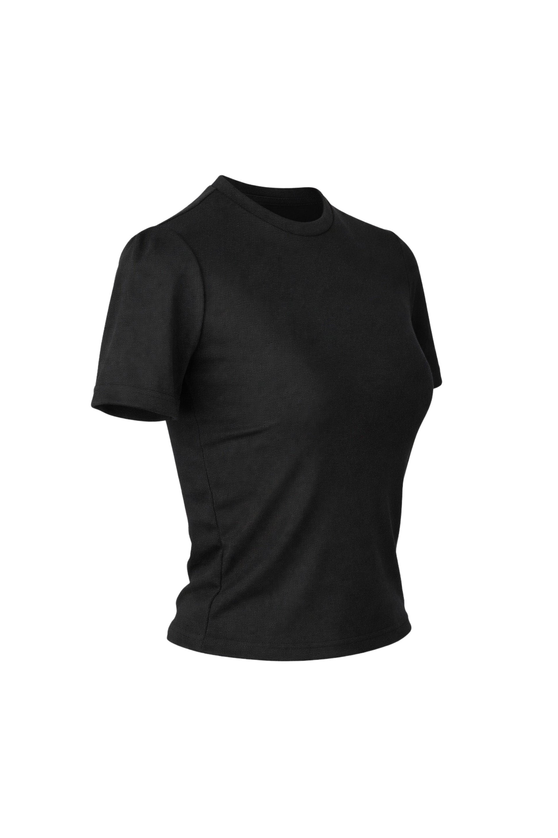 Black t-shirt on a white background