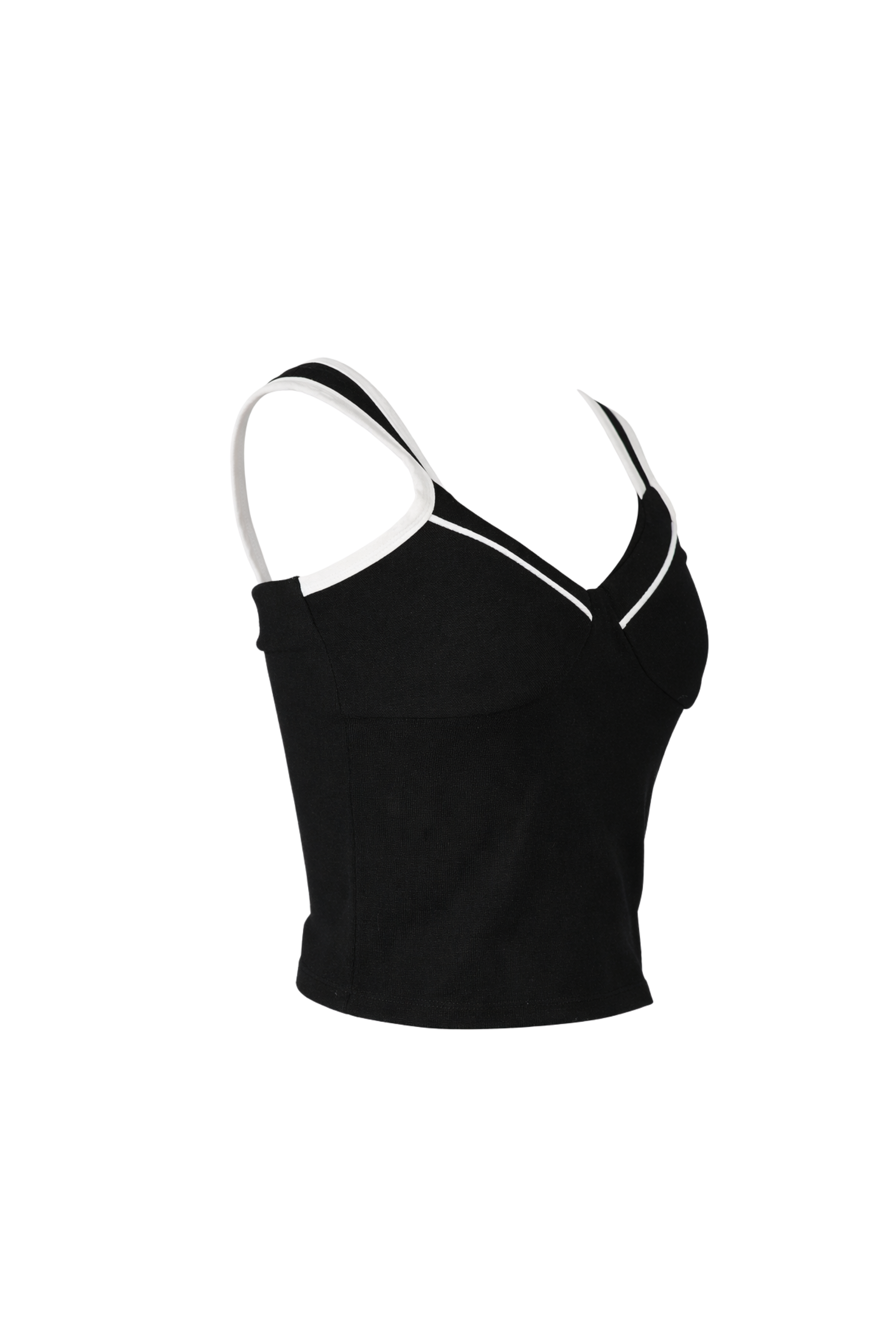 Black tank top with thin straps on a white background