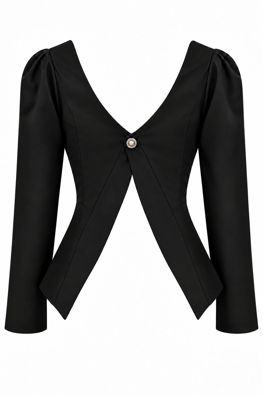 White cashmere and cotton Bella Blouse back view with open-back detail