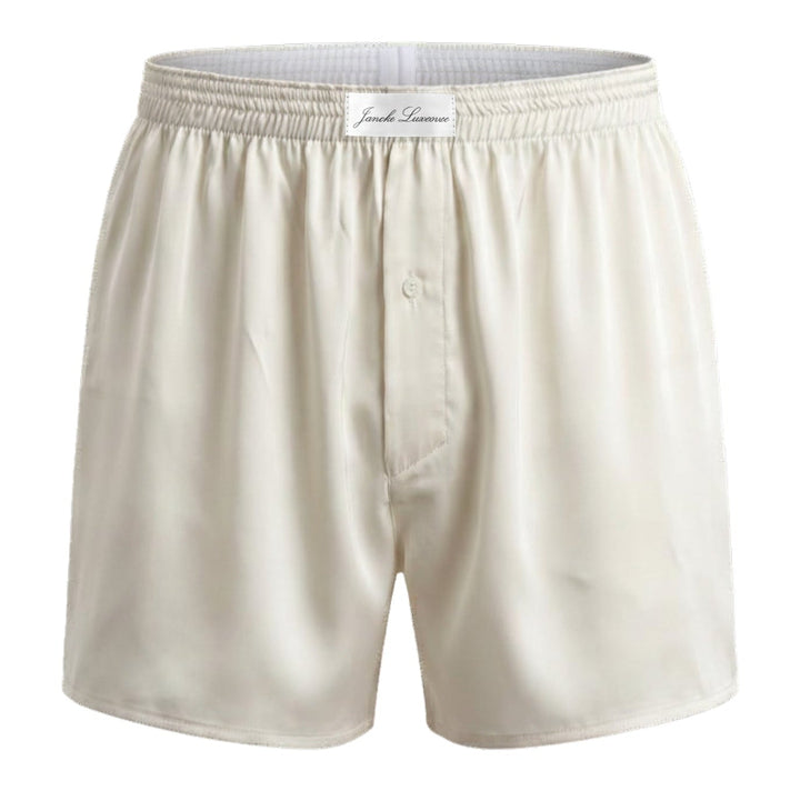 Beige boxer shorts on a white background